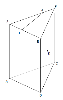 Géométrie 3D, prisme droit, intersection, plan, droite, seconde