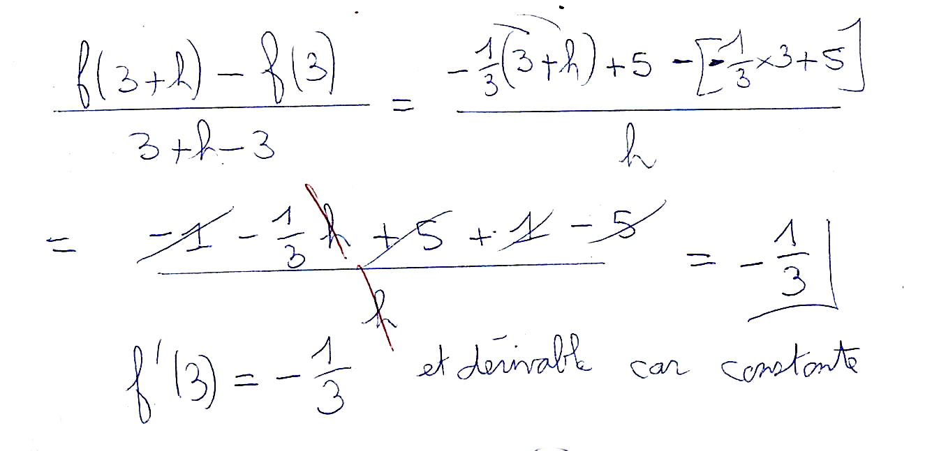 Calcul d'un nombre dérivé avec fonction affine