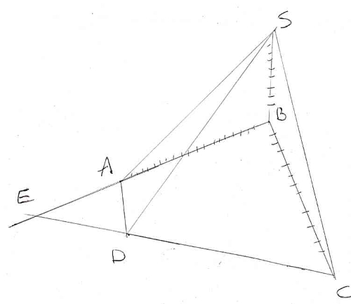 géométrie espace pyramide intersection droites