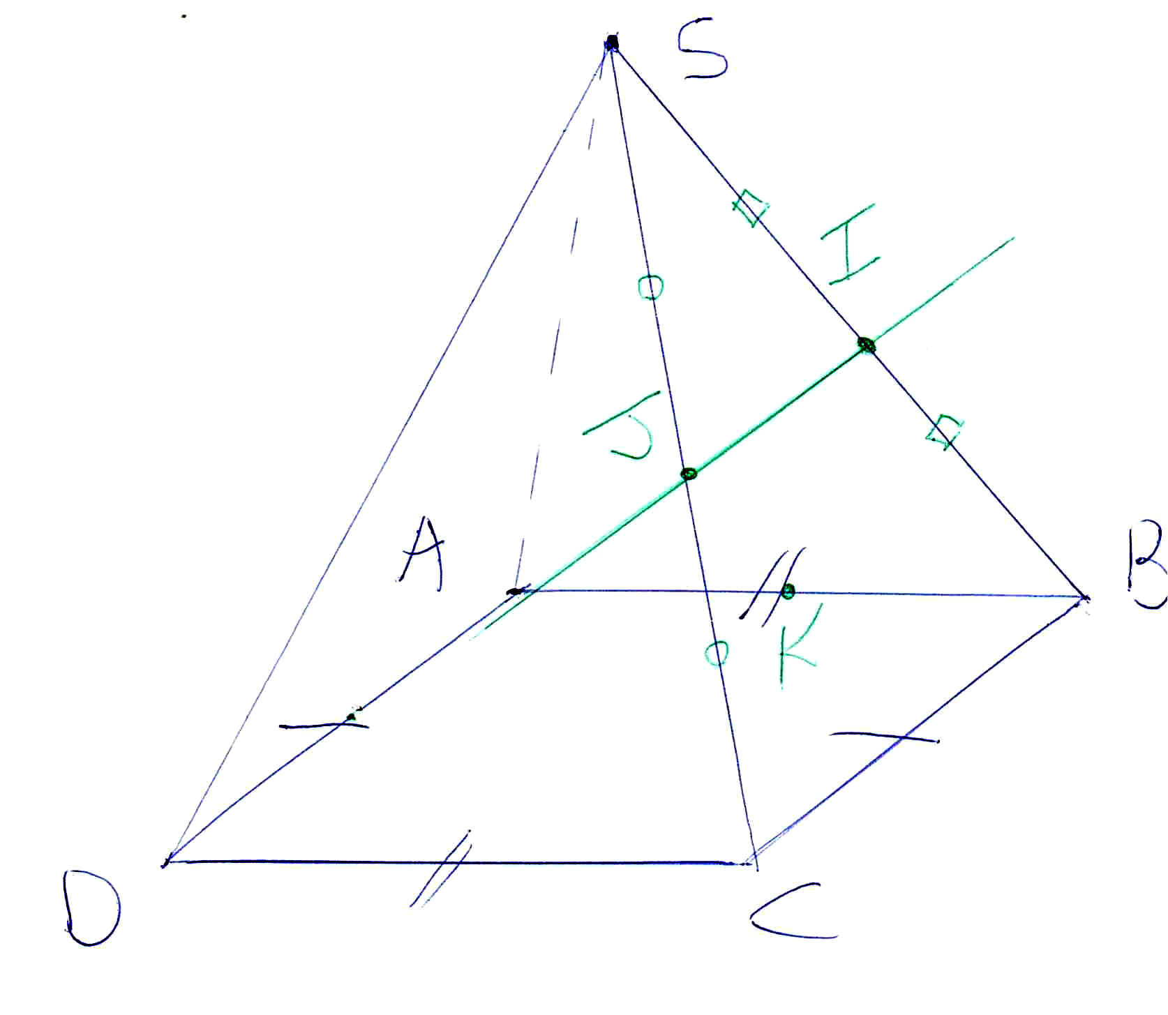 Géométrie 3D, pyramide, parallélogramme, intersections, seconde