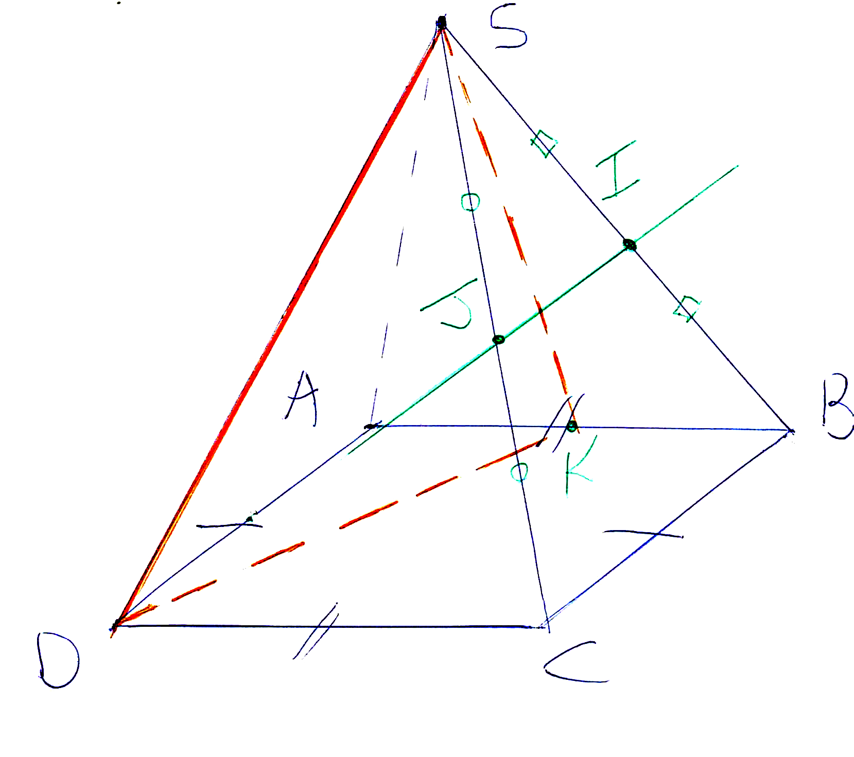 Géométrie 3D, pyramide, parallélogramme, intersections, seconde